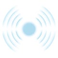 Radio signal spot with blue concentric sound circles