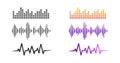 Radio sound wave icon vector set or voice music audio rhythm line, recording soundwave rhythm or track waveform signal clipart Royalty Free Stock Photo