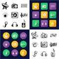 Radio Station All in One Icons Black & White Color Flat Design Freehand Set Royalty Free Stock Photo