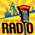 Radio station tower broadcast poster Royalty Free Stock Photo