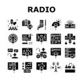 Radio Studio Podcast Collection Icons Set Vector