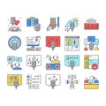 Radio Studio Podcast Collection Icons Set Vector .