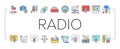 Radio Studio Podcast Collection Icons Set Vector .