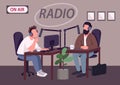 Radio talk show show flat color vector illustration Royalty Free Stock Photo