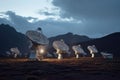Radio telescope array on a remote mountaintop, Generative AI