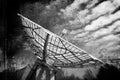 Radio telescope focus to the sky in grunge style