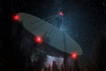 Radio telescope, a large satellite dish against the night sky tracks the stars. Technology concept, search for extraterrestrial Royalty Free Stock Photo