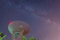 Radio telescope at the night sky