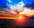 Radio telescope observatory and solar panels