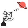 Radio telescope with planet. isolated. vector design illustration
