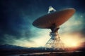 Radio telescope pointing to the sky. Generative AI