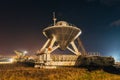 Radio telescope satellite antenna at starry night Royalty Free Stock Photo