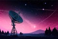 Radio telescope at starry night. Antenna for of space signals research. Space observatory. Created with Generative AI Royalty Free Stock Photo