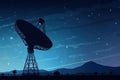 Radio telescope at starry night. Antenna for of space signals research. Space observatory. Created with Generative AI Royalty Free Stock Photo