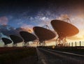 Radio Telescope view at night Royalty Free Stock Photo