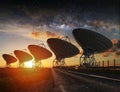 Radio Telescope view at night Royalty Free Stock Photo