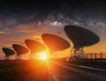 Radio Telescope view at night Royalty Free Stock Photo