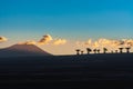 Radio telescopes antennas in the high Andean plateau of the Atacama Desert Royalty Free Stock Photo