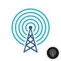 Radio or television tower color icon. Thin line style antenna signal broadcast symbol. GSM transmitter sign. Royalty Free Stock Photo