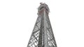 Radio tower 3d rendering over white background