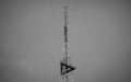 Radio tower on the heights, black and white Royalty Free Stock Photo