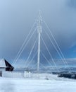 Radio tower on the mountain in winter Royalty Free Stock Photo