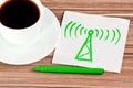 Radio tower on a napkin Royalty Free Stock Photo