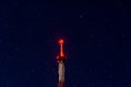 Radio tower on night starry sky background Royalty Free Stock Photo