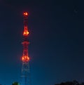 Radio tower on night starry sky background Royalty Free Stock Photo