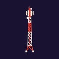 Radio tower, telecommunication mast. Broadcasting, cellular signal transmission base. Transmitting equipment with