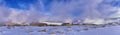 Radio Towers on Lake Mountains Peak via Israel Canyon road in winter, Utah Lake, Wasatch Front Rocky Mountains, Provo Royalty Free Stock Photo