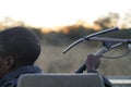 Radio tracking big cats at sunrise in Okonjima Nature Reserve, Namibia Royalty Free Stock Photo