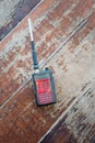 Radio transceiver. Red rectangle portable device with yellow and Royalty Free Stock Photo