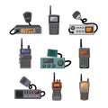 radio transceiver set cartoon vector illustration