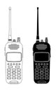 Radio transceivers. Black and white outline devices