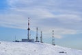 Radio transmission tower in the winter Royalty Free Stock Photo