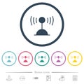 Radio transmitter solid flat color icons in round outlines