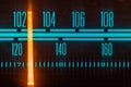 Radio tuner vintage,analog dial FM/AM close up