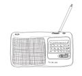 Radio vintaeg hand drawn line art cute vector illustration