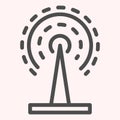 Radio wave line icon. Connection broadcast antenna. Astronomy vector design concept, outline style pictogram on white