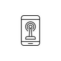 radio wave in the phone icon. Element of drones for mobile concept and web apps illustration. Thin line icon for website design an Royalty Free Stock Photo