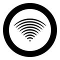 Radio wave Sound signal One dirrection Transmitter icon in circle round black color vector illustration flat style image Royalty Free Stock Photo