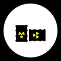 Radioactive barrels yellow and black simple icon eps10