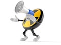 Radioactive character speaking through a megaphone Royalty Free Stock Photo