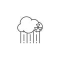 Radioactive cloud and acid rain thin line icon. Dangerous anti-ecological poisonous sediments concept.