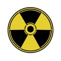 Radioactive contamination vector icon. Trefoil sign on a yellow circle. Symbol of nuclear, ionizing radiation