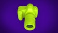 Radioactive green photo camera on purple background