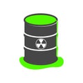 Radioactive green slime icon, Barrel with spilled liquid