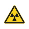 Radioactive hazard sign. Nuclear non-ionizing radiation symbol. Illustration of yellow triangle warning sign with trefoil icon