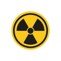 Radioactive hazard sign. Nuclear non-ionizing radiation symbol. Illustration of yellow triangle warning sign with trefoil icon